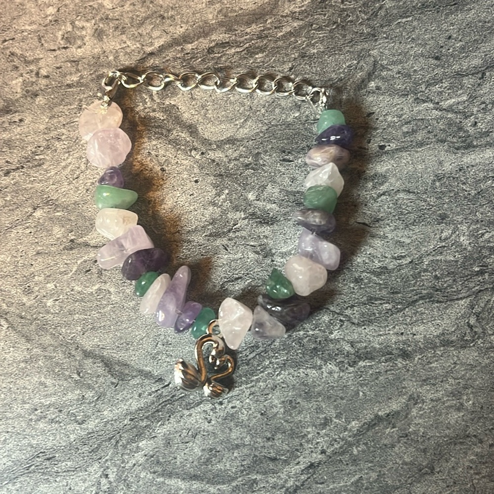 Purple and Pink Beaded Drop Earrings and Bracelet